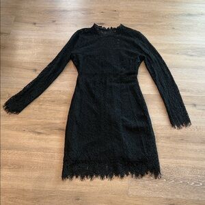 Lulu's Black Lace Long Sleeve Dress